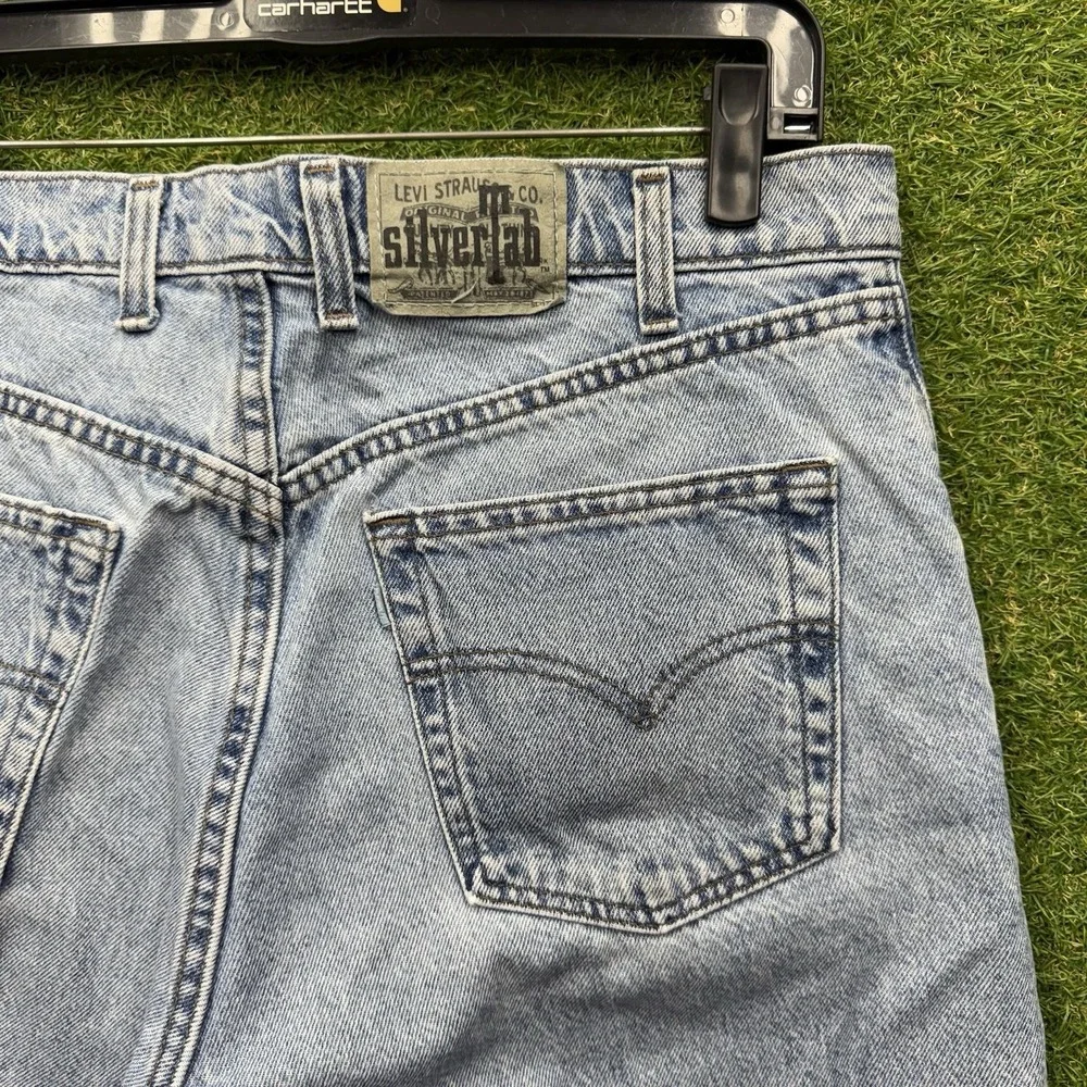 Vintage Levis Silver Tab Shirts Mens 36 Jorts Jean Loose Baggy Denim Light Wash